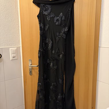 Abito da sera elegante monospalla, nero, L