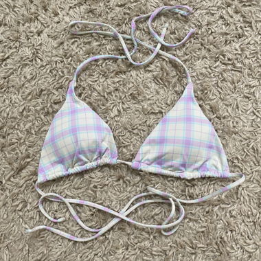 Pastel Checked Triangle Bikini Top