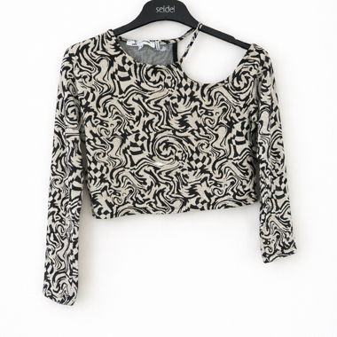 Maglione crop-top fantasia con cut-out
