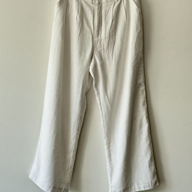 White Hollister Linen Fabric Trousers