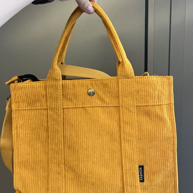 Sac cabas en velours côtelé jaune