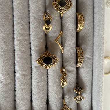 Set of Gold and Black Fashion Rings