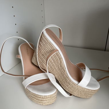 White High-Heel Sandals, Size 37