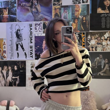 Gekürzter gestreifter Pullover Bershka