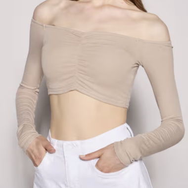 Haut côtelé beige Tally Weijl