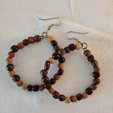 Boucles d’oreilles en perles de bois