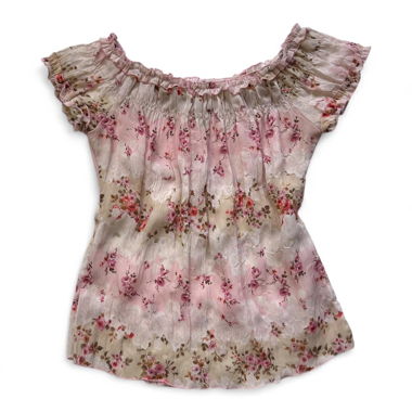 Romantisches Floral Pink Vintage-Hemd (S)