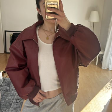 Burgundy Faux Leather Jacket