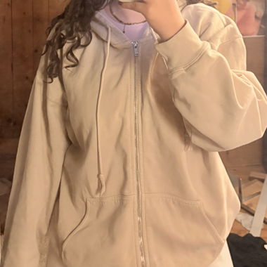 Brandy Melville beige zip hoodie