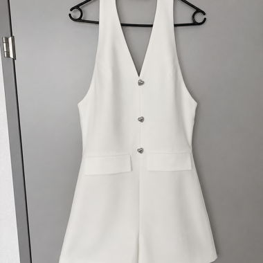 Weisser Damen Overall Neckholder jumpsuit