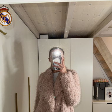 Kunstfellmantel kurz, rosa
