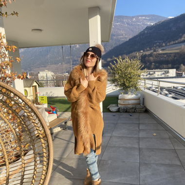 brown cardigan
