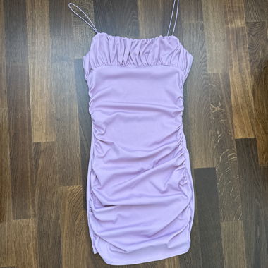 Lilac Slip Dress with Ruching