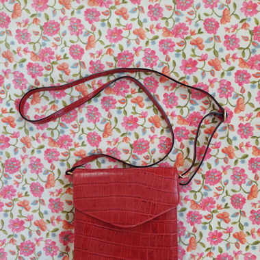 Vintage Tasche Kroko in Rot