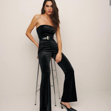 Chic Black Velvet Jumpsuit