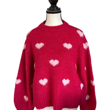Heart Pattern Knit Sweater