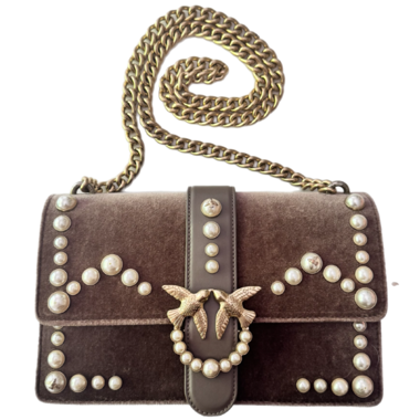 Borsa a tracolla “love bag” in pelle e velluto