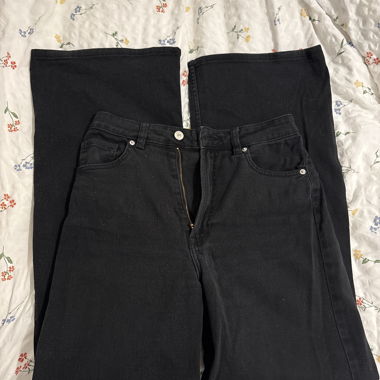 Black straight-leg jeans