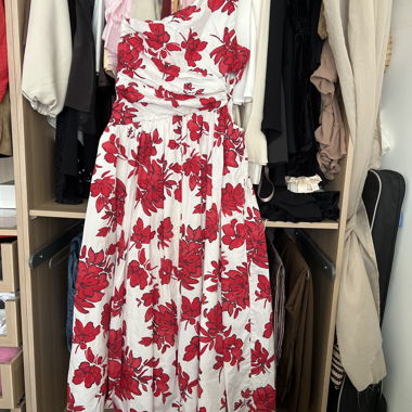 Abito Abercrombie & Fitch bianco con stampa floreale rossa L