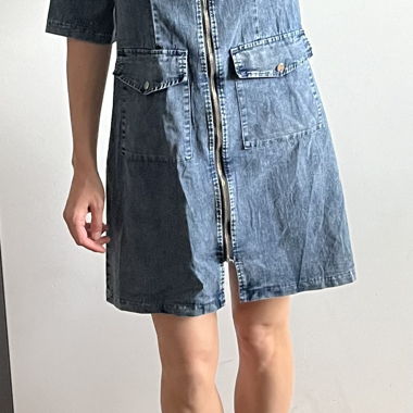 Robe-chemise en jean avec fermeture éclair