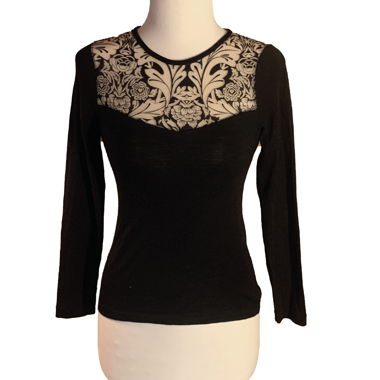 Top trasparente floreale Vintage Madiva in lana/seta