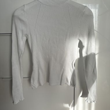 Stradivarius White Ribbed Knit Top