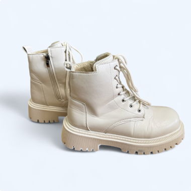Beige lace-up boots