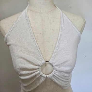 Weisses Neckholder-Crop-Top