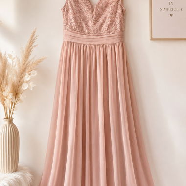 Rosa Spitzen-Abendkleid