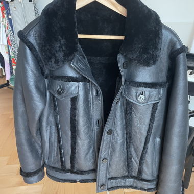Manteau Sandro noir en peau