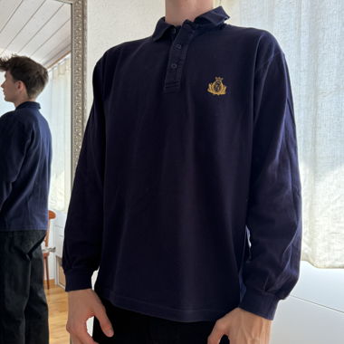 Polo maniche lunghe blu navy Fendi