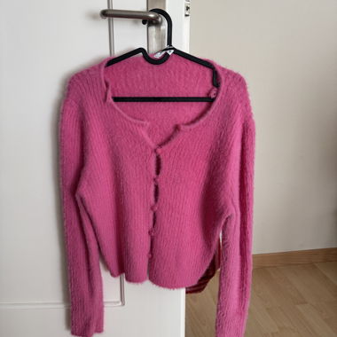 Pink fluffy cardigan XL