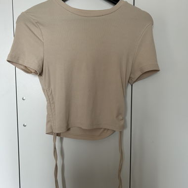 Beige Ribbed Crop Top