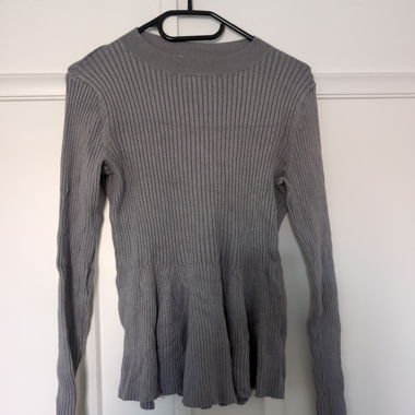 Grey ribbed peplum sweater
