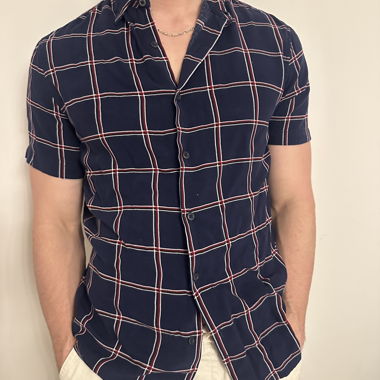 Chemise manches courtes à carreaux New Look navy, taille M