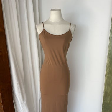 Beige Backless Streching Dress