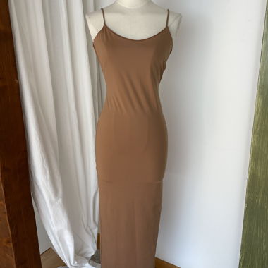Beige Backless Streching Dress