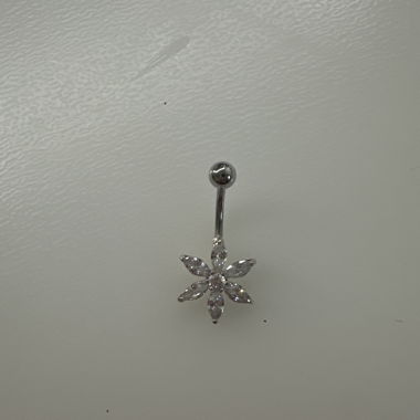 Piercing per ombelico fiore in argento