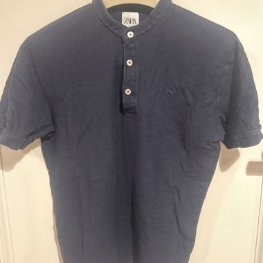 ZARA blue Mao-collar T-shirt