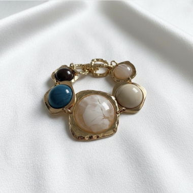 Bracelet Chunky en Pierre – Design en Résine Or & Marbre