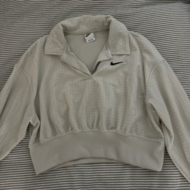 Polo manica lunga corta Nike beige a quadri