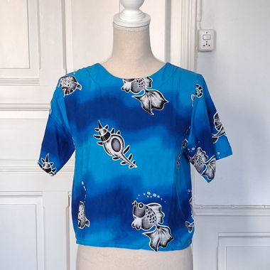 Top corto vintage blu
