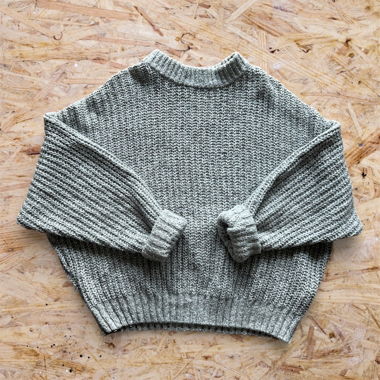 Light Grey Oversized Knit Sweater - Knitwear