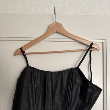 Black leather crop top