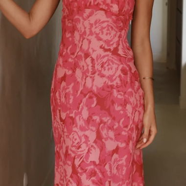 Pinkes Maxikleid mit Blumenprint