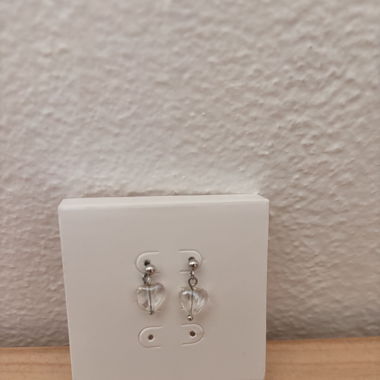 Silber/durchsichtige Herz-Ohrringe