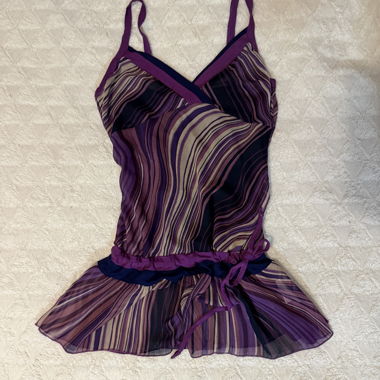 Abito Chemise corto viola con spalline sottili
