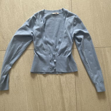Blue Button-Front Cardigan