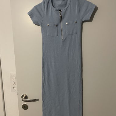 Abito corto blu con zip