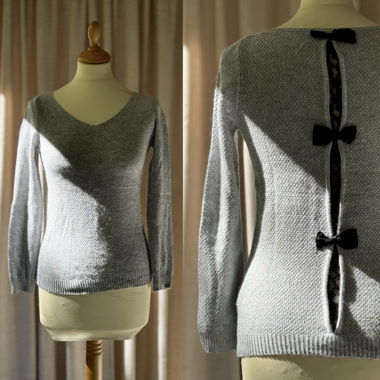 T.S - pull gris, ouvertures dentelle au dos - Etam